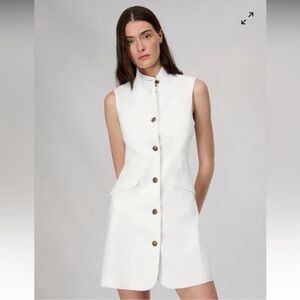 $550 NWT Rag & bone Slade Linen Vest Dress White size 2‎